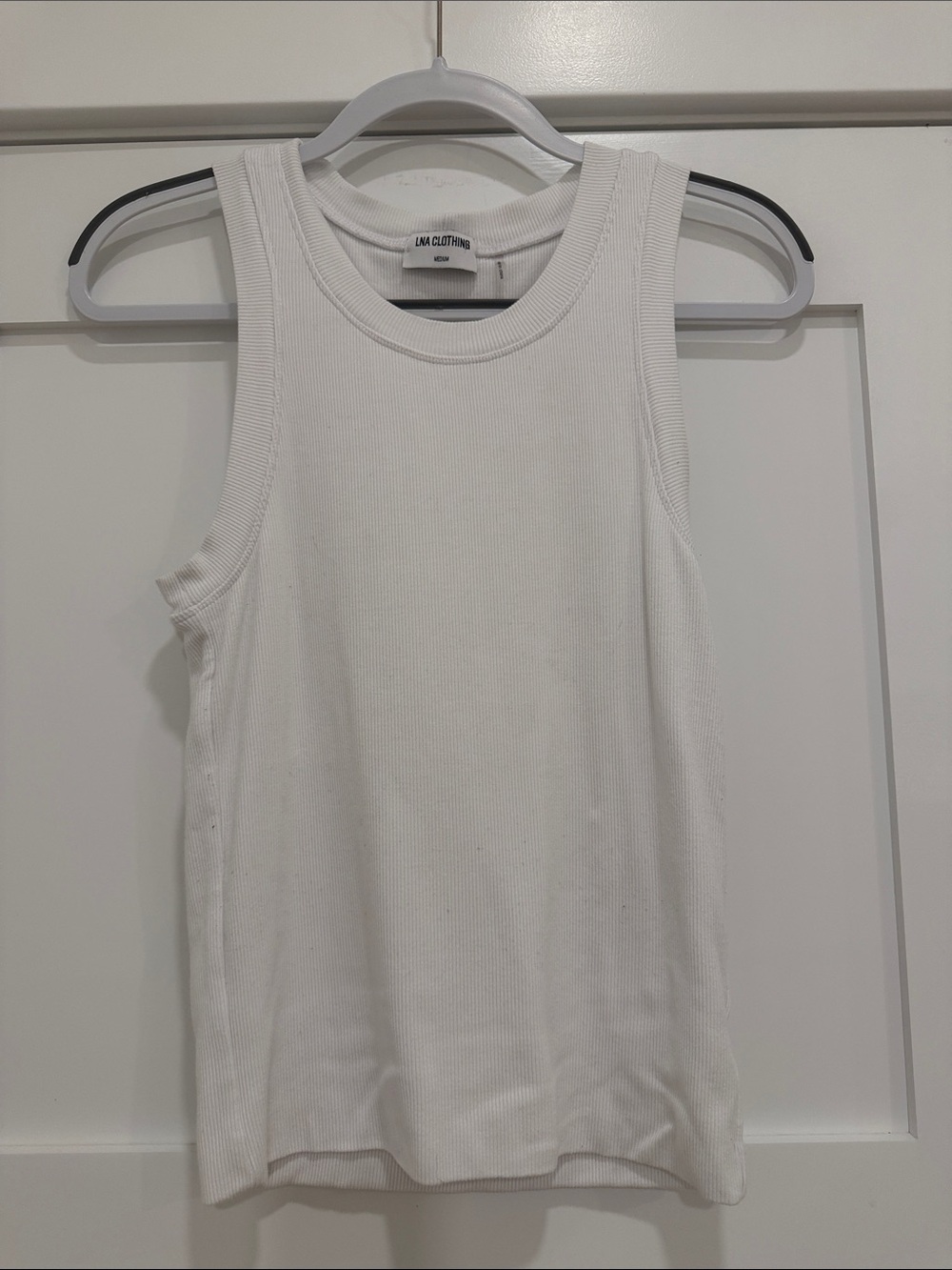LNA Women's White Ribbed Tank Top